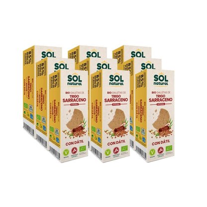 Pack 9x Biscuits au sarrasin complet sucrés aux dattes bio Sol Natural 170 g