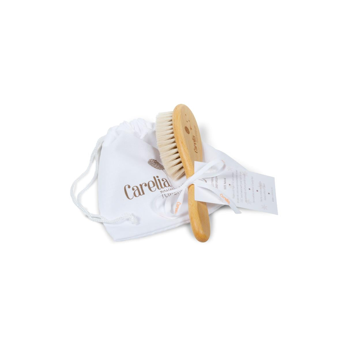 Carelia Natural Baby Brush + Organic Cotton Bag