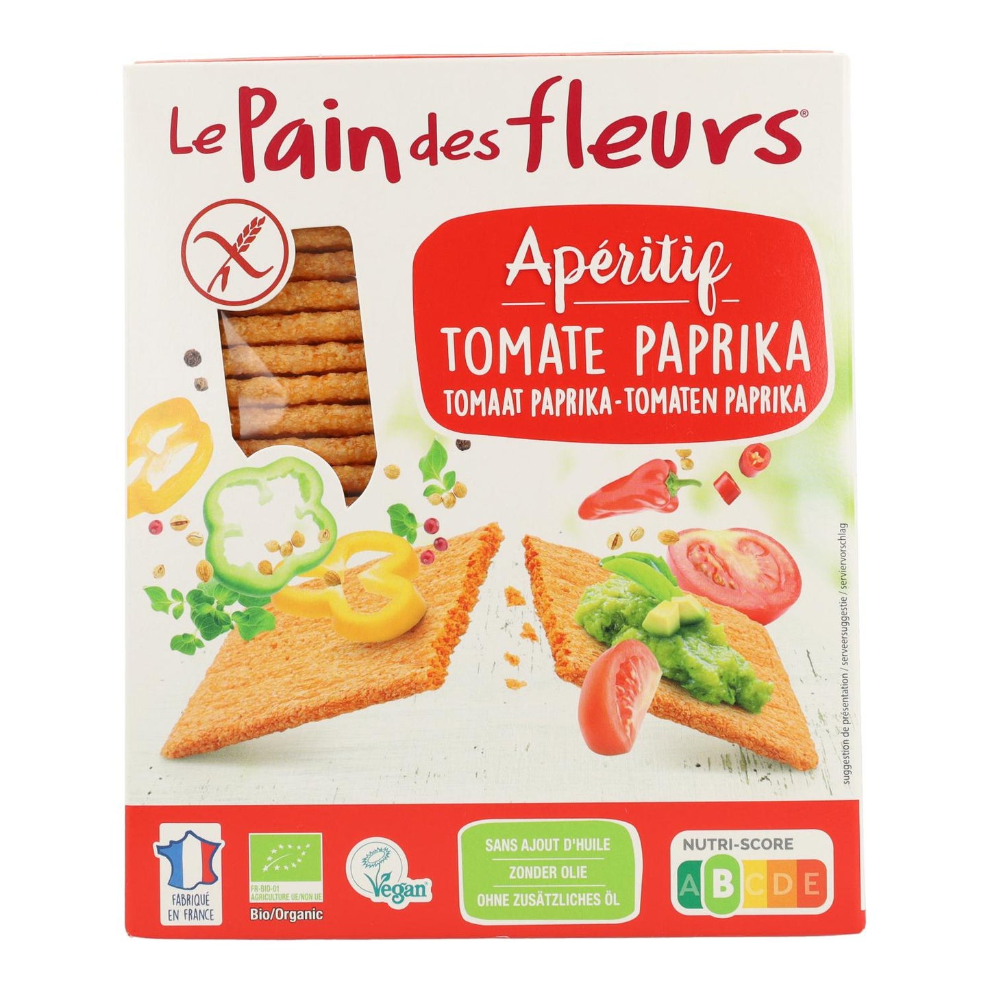 Craquelins croustillants à la tomate grillée et au paprika, sans gluten, bio, Le Pain de Fleurs, 150 g