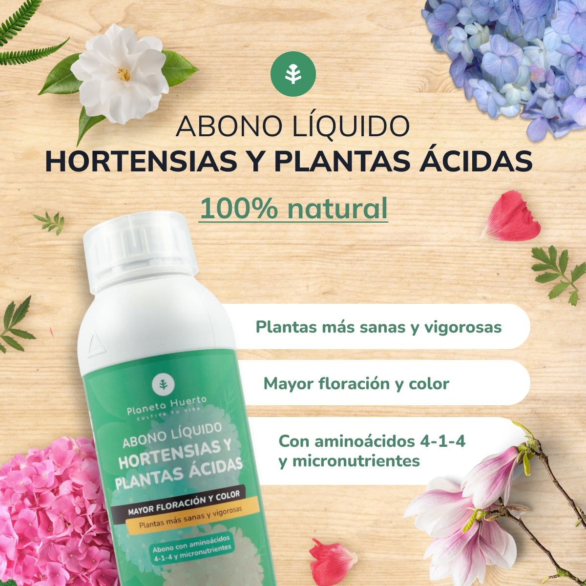 Engrais liquide pour hortensias et plantes acides Planeta Huerto 250 ml
