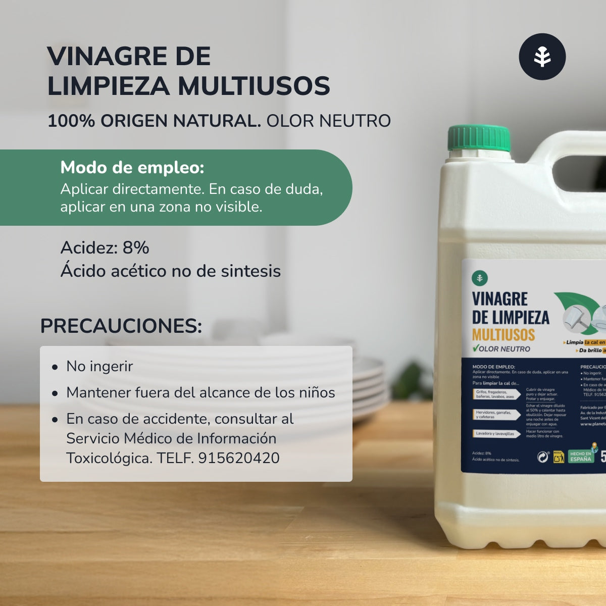 Vit rengöringsvinäger 1L Planeta Huerto