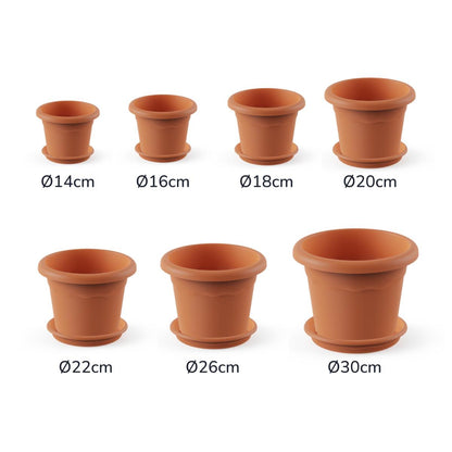 Lot de pots de fleurs ronds avec soucoupes couleur terre cuite Terra 20 x 15 cm