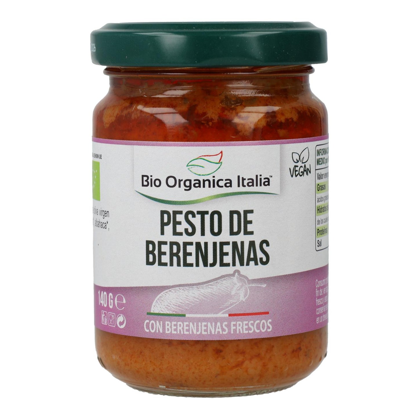 Organic Italian Vegan Aubergine Pesto 140 g