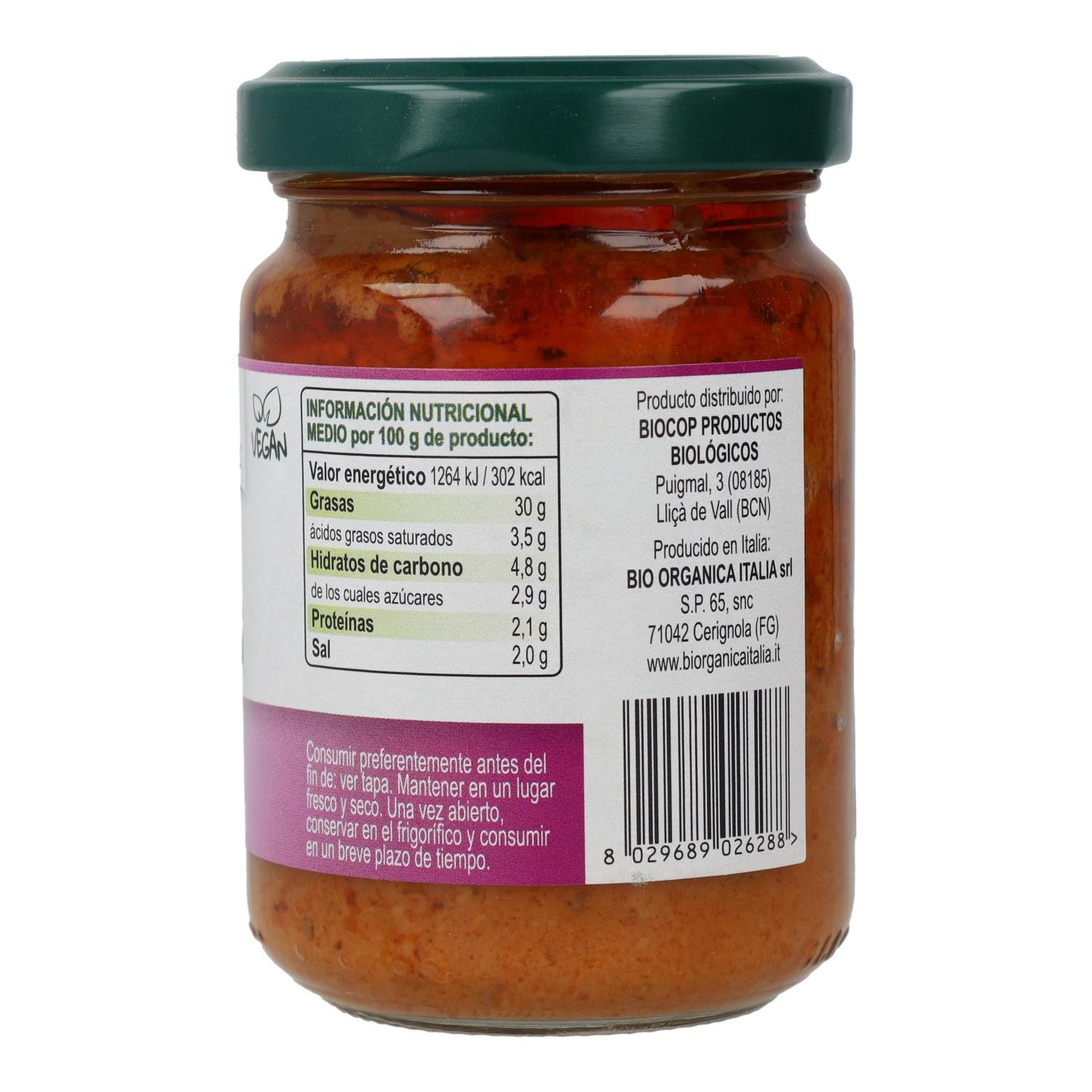 Organic Italian Vegan Aubergine Pesto 140 g