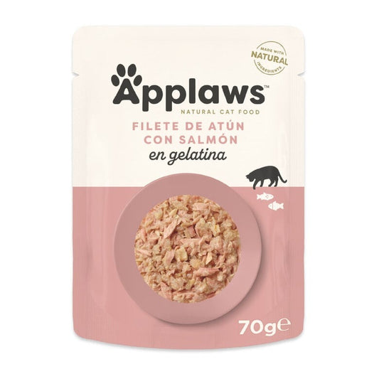Applaws Cat Beutel 70 g Thunfisch mit Lachs in Gelatine 70 g Natürliches, getreidefreies Nassfutter für Katzen